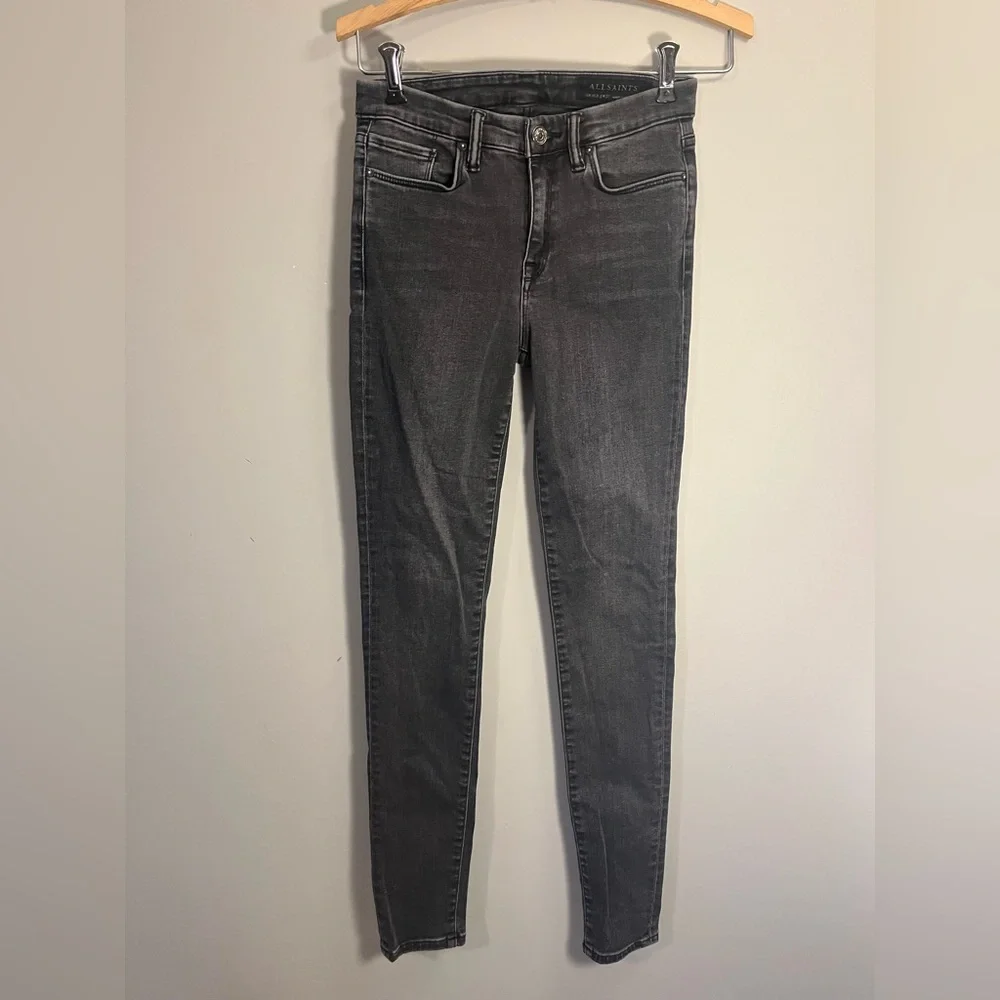 All Saints Grace Faded Black Skinny Jeans Size 27